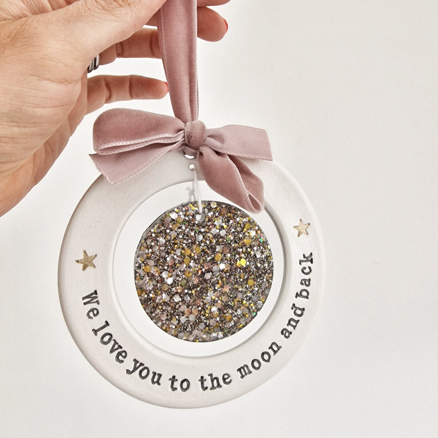 Sparkly To the moon and back baby hanging decoration