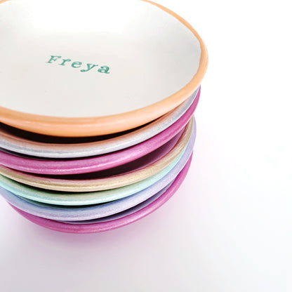Personalised name colourful ring dish