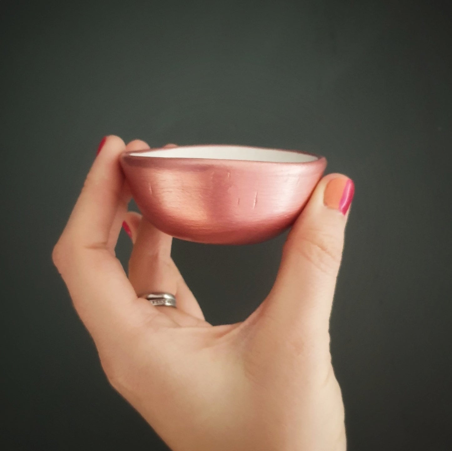 Small rose gold and white trinket dish