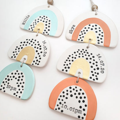 Personalised spotty rainbow wall hanging