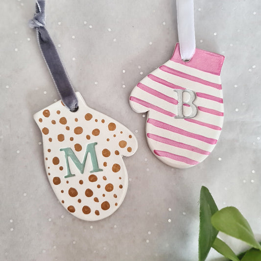 Small initial mitten decorations