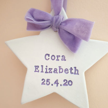 Baby's name and birth date star keepsake