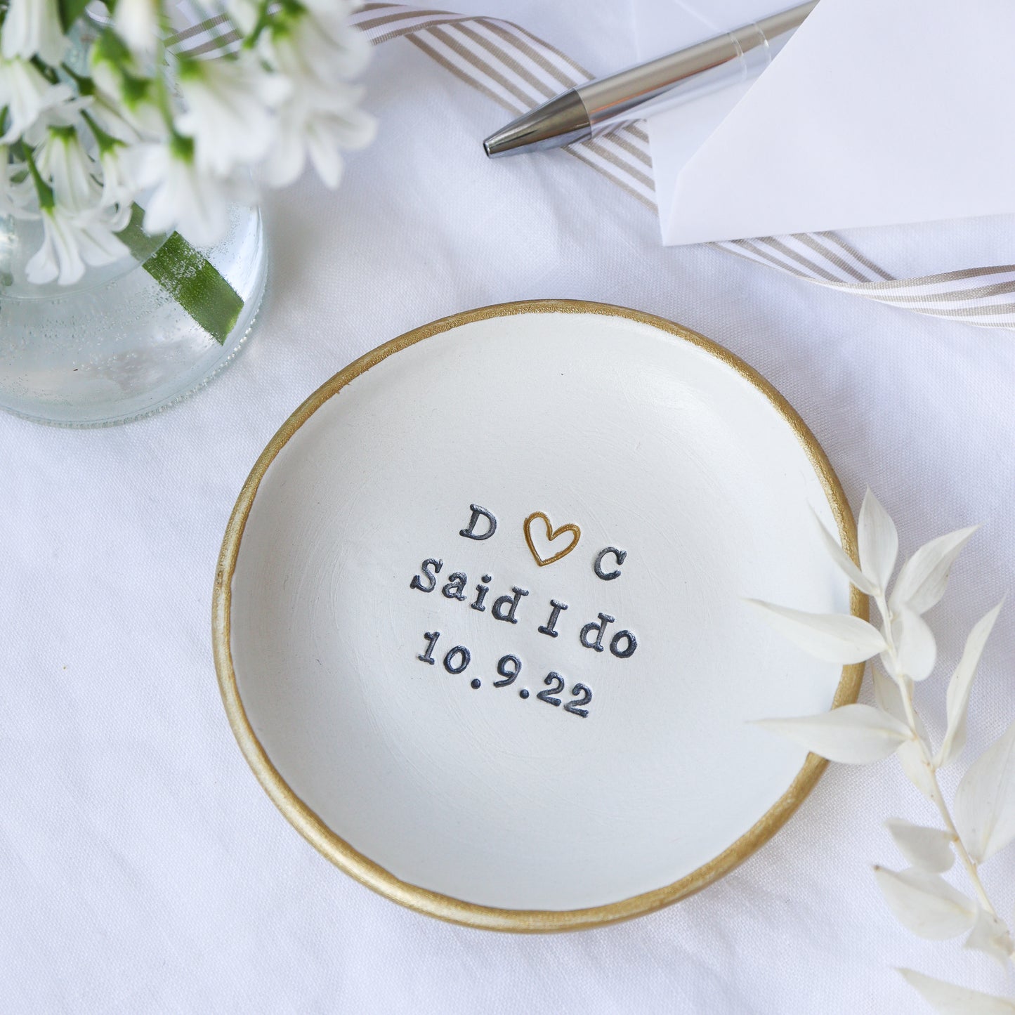 Personalised wedding keepsake 'I do' dish with date