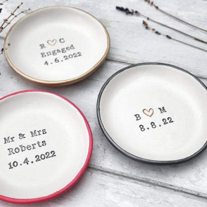 Personalised initials dish with date