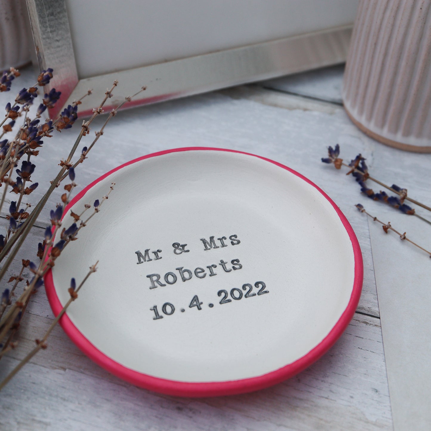 Personalised Mr and Mrs dish with date